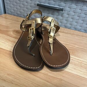 Tory Burch Trent Flat Sandals 6.5 M Gold